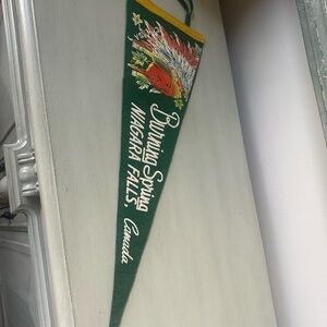 Vintage burning springs Niagara Falls Indian chief felt or wool pennant